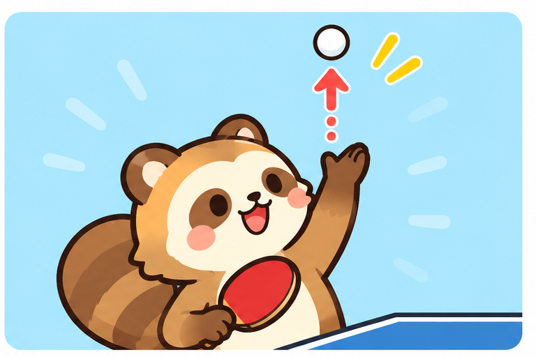 卓球ルール図解・② トスは16cm以上を動物キャラクターで紹介